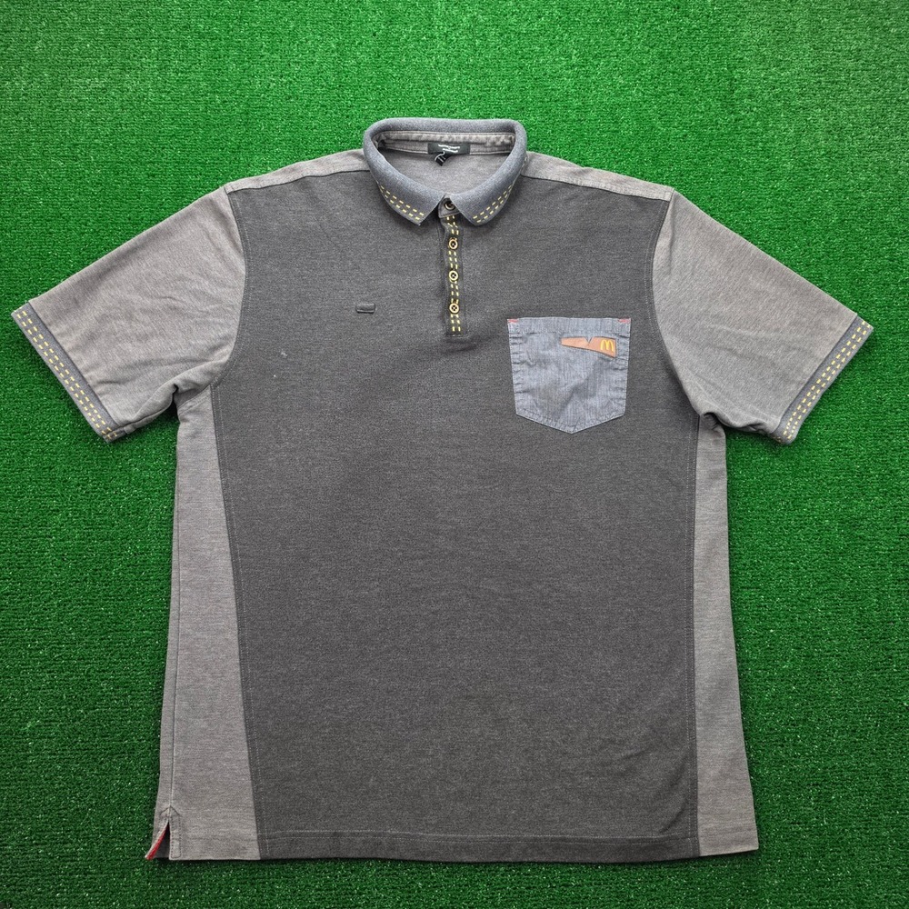 Mcdonalds Employee Polo Shirt Mens Large Gray Short Sleeve Uniform Work Wear